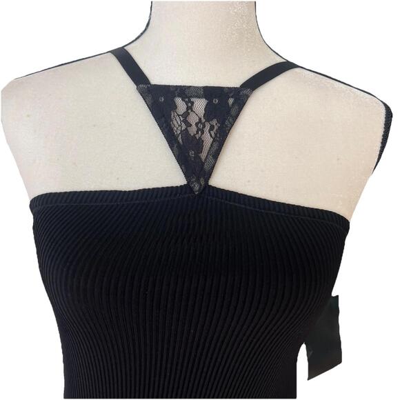 Christopher Kane Lace Paneled Bodycon Dress Jersey Ribbed Black Size 40 NWT - Picture 3 of 6